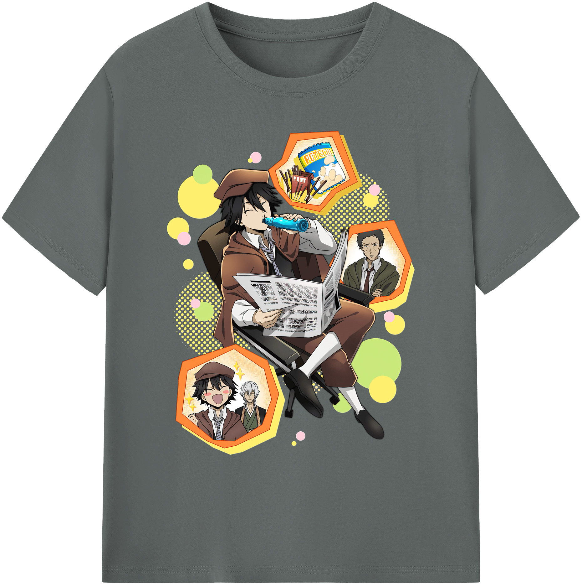 （画像用） 文豪ストレイドッグス Bungo Stray Dogs 綿100％ メンズ半袖Tシャツ｜肌触りやわらか＆通気性